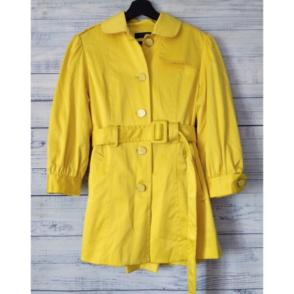Harve Benard Jackets & Blazers - Harve Benard Belted Canary Yellow Trench